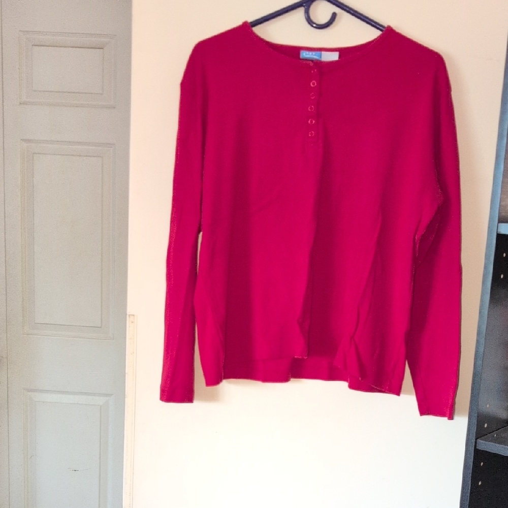 Charter Club Fuchsia Button-Up Sweatshirt